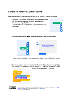 Arbeitsblatt Quizerstellung mit Scratch