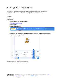 Unterrichtsmaterial Berechnung der Geschwindigkeit mit Scratch