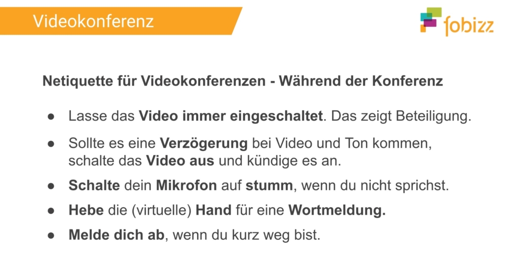 Netiquette_für_Videokonferenzen Screenshot aus der Fortbildung: Tipps für digitalen Unterricht