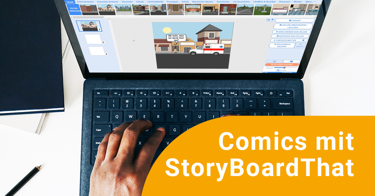 Eine PC, auf dem ein Comic erstellt wird