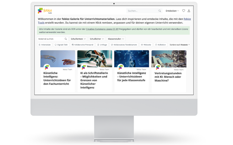 Vorschaubild der fobizz Galerie mit Unterrichtsmaterialien zu KI