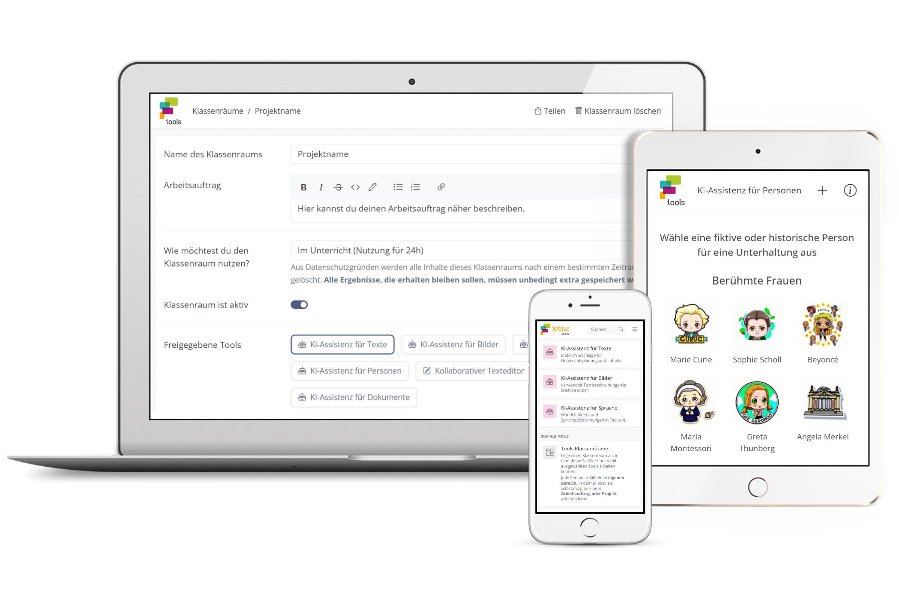 fobizz KI Klassenraeume - Tools - KI Personen